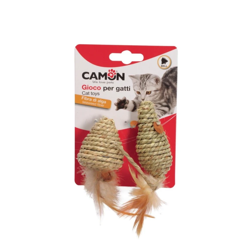 Camon Topo Intrecciato con Piume e Sonaglio