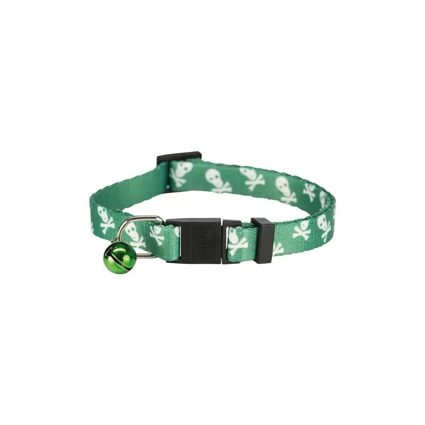 Collare rock con teschi e campanello per gattini in nylon- Trixie