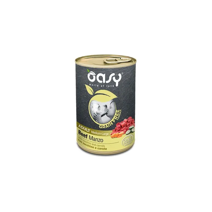 Oasy Grain Free Formula Adult - Umido per Cani - 400 gr / Manzo