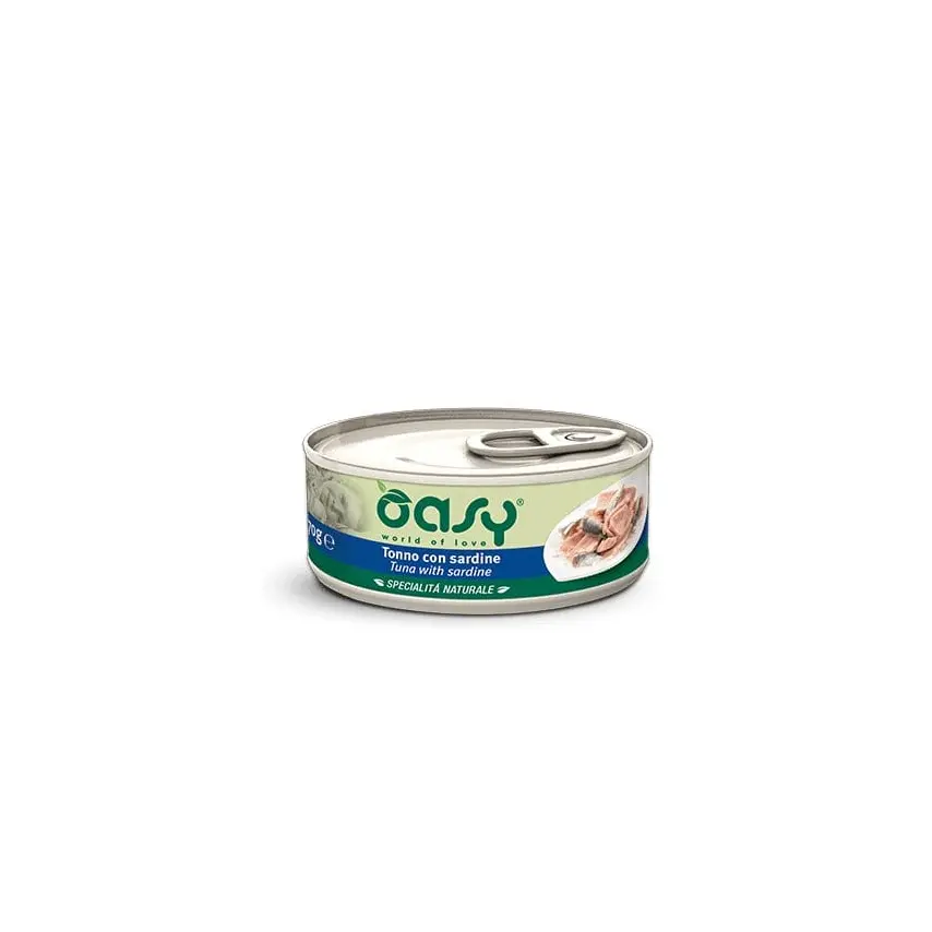Oasy Specialità Naturale Lattine - Umido per Gatti - 150 gr / Tonno e Sardine