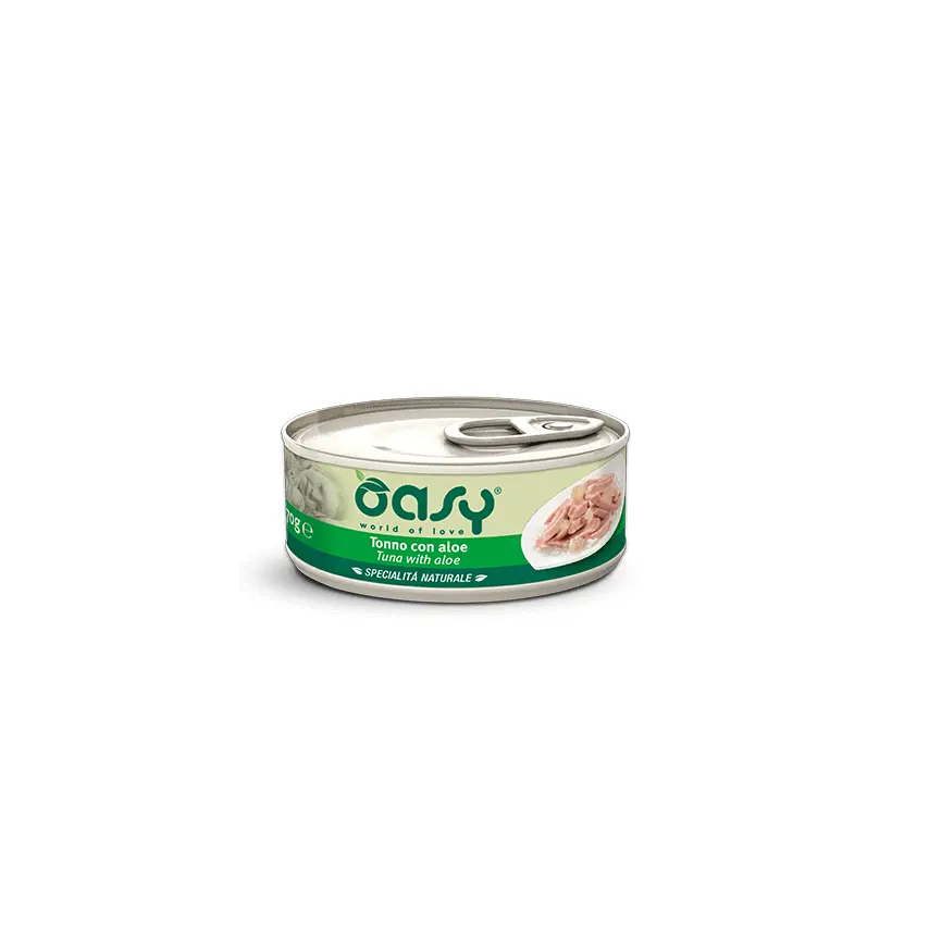 Oasy Specialità Naturale Lattine - Umido per Gatti - 70 gr / Tonno con Aloe