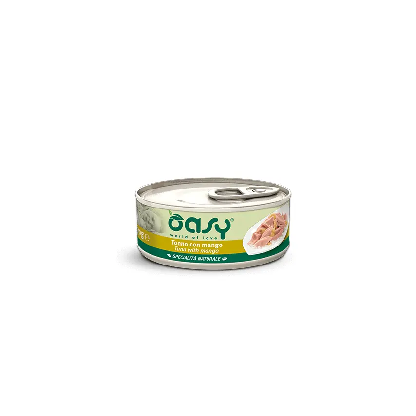 Oasy Specialità Naturale Lattine - Umido per Gatti - 70 gr / Tonno e Mango