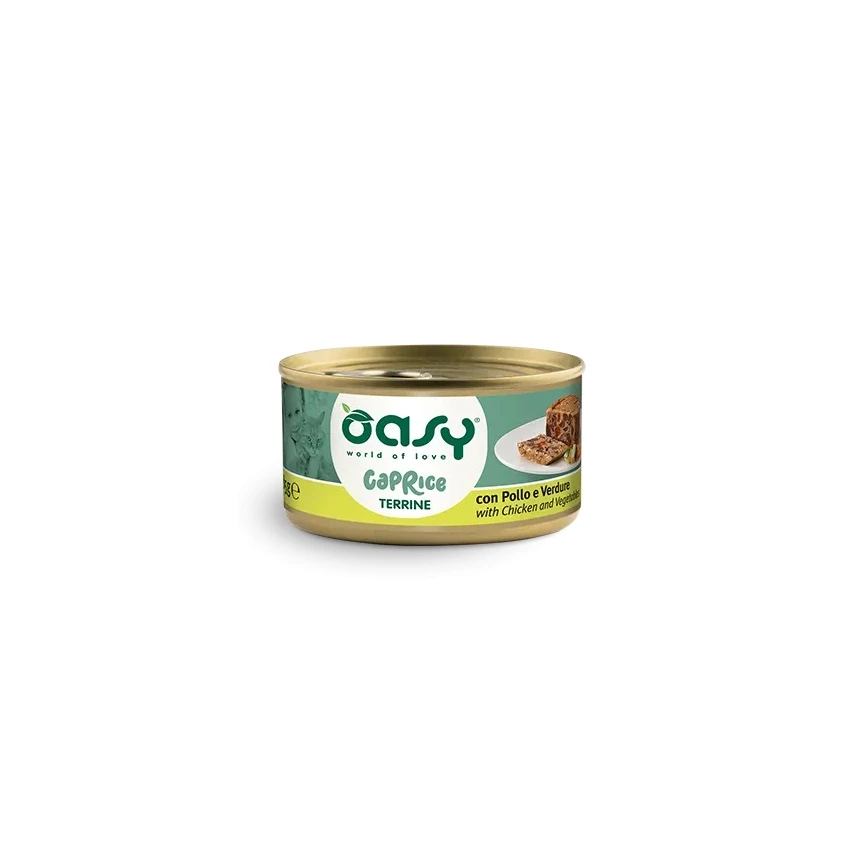 Oasy Wet Cat CAPRICE - Terrina con POLLO E VERDURE Lattina 85 gr 