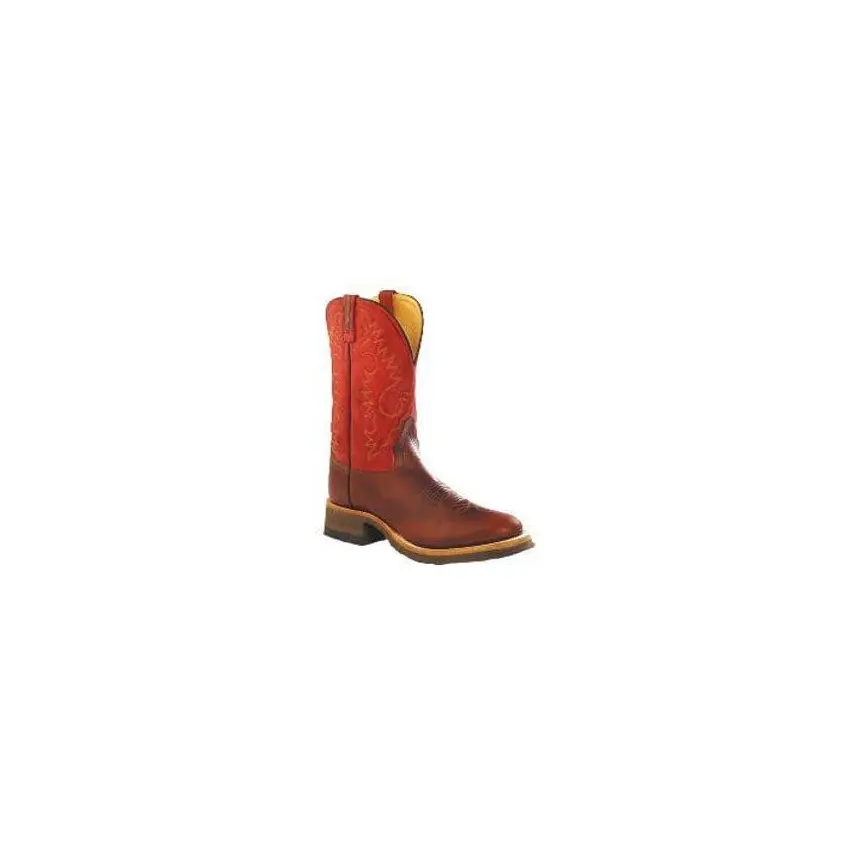 Stivali Western Old West Bicolore Marrone-Rossiccio A Punta Tonda - Taglia 38