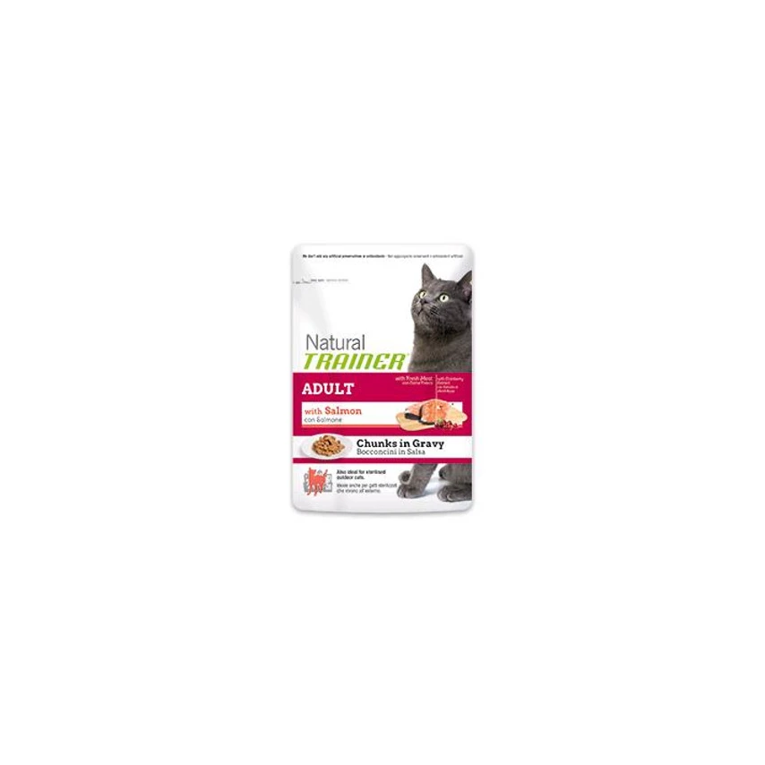 Trainer NATURAL ADULT SALMONE - Umido gatto adulto 12 bustine da Gr. 85