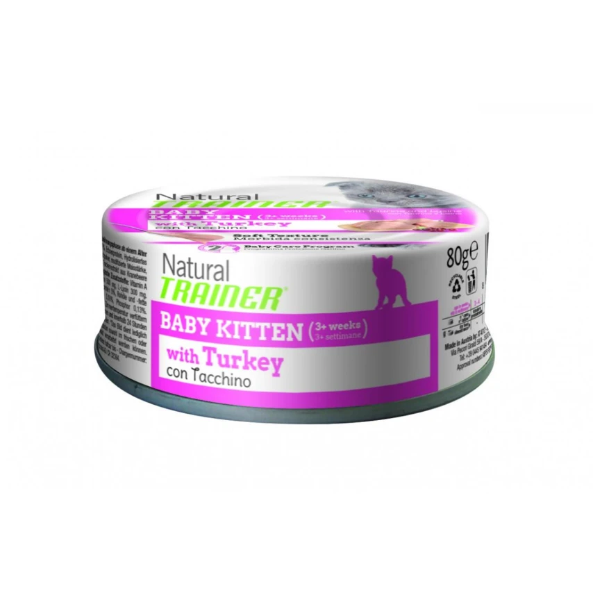 Trainer NATURAL BABY KITTEN WITH TURKEY - Umido Gattino 24 lattine da Gr. 80