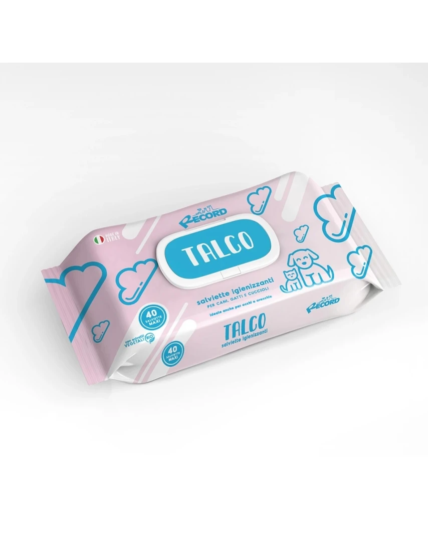 Salviette detergenti per cani e gatti Talco Record 40 pz