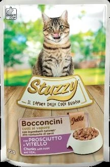 Agras Stuzzycat Buste Bocconi in Jelly Prosciutto e Vitello 24 x 85 g
