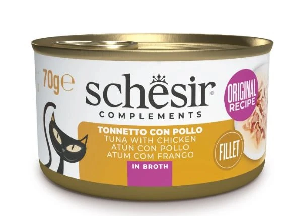 Agras Schesir Tonnetto e Pollo in Brodo per Gatti 85 g