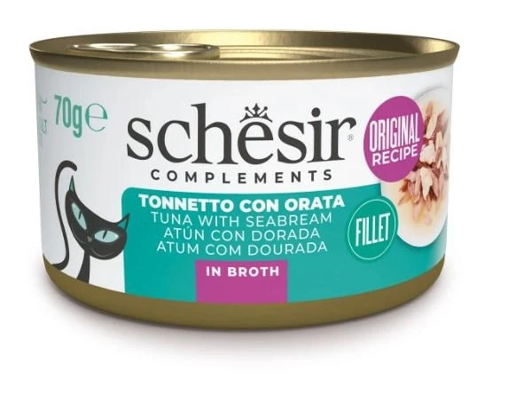 Agras Schesir Cat Brodo Filetti Tonnetto/Orata 70 g