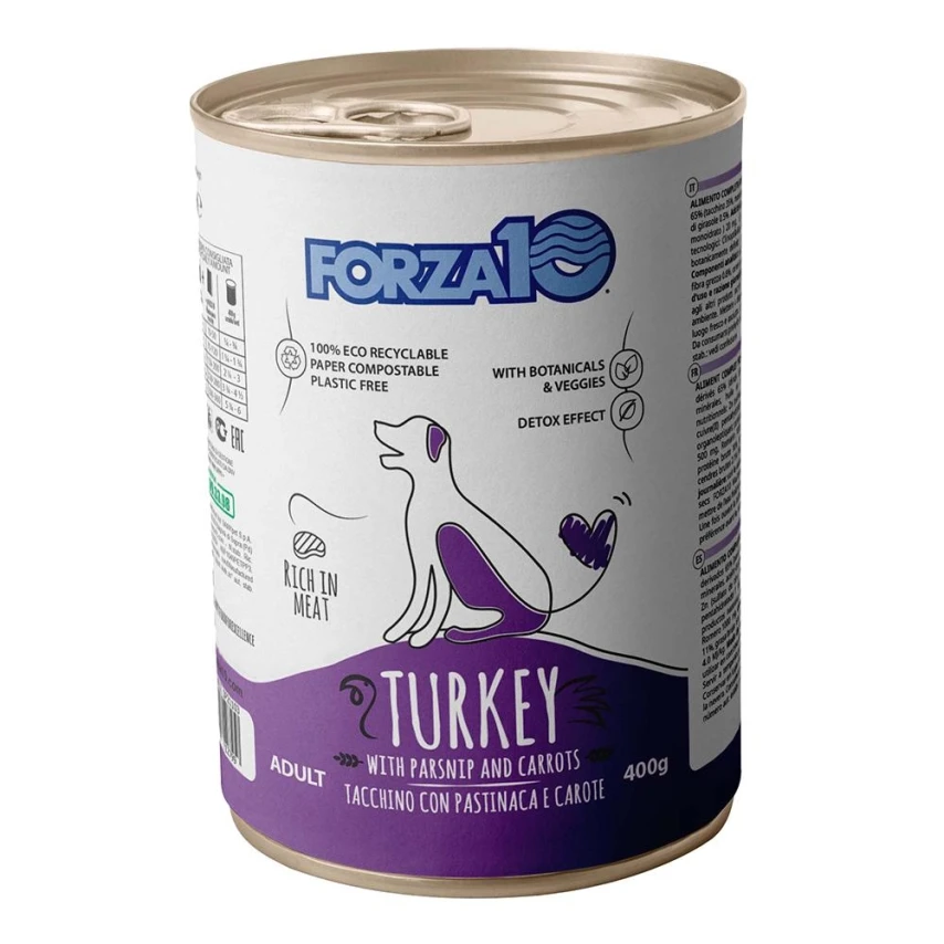 Forza10 Cibo Umido Cane Tacchino, Pastinaca e Carote 400 g