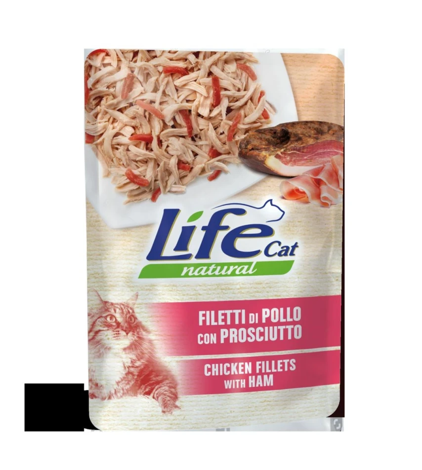 LIFEPET Lifecat 30 buste da 70 g Pollo/Prosciutto per Gatto