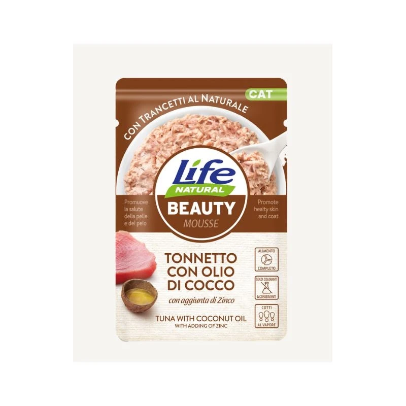 Lifepet Lifecat Beauty Tonnetto e Olio di Cocco – Buste 30 x 70 g