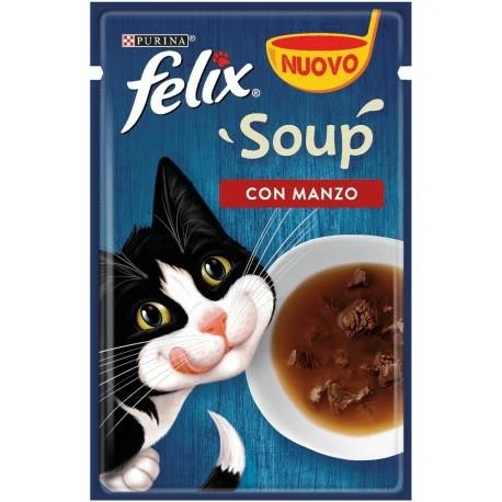 Purina Felix Soup Manzo per Gatto 30 x 48 g