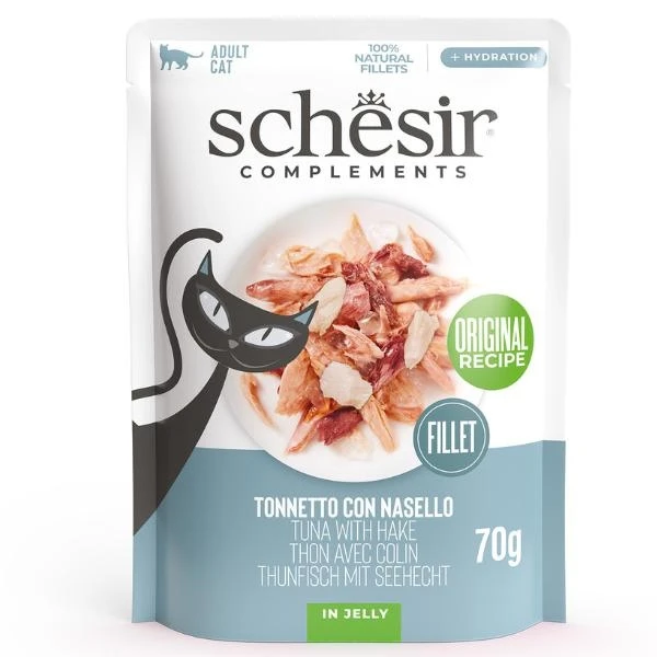 AGRAS Schesir Buste Tonnetto/Nasello per Gatto 12 x 70 g