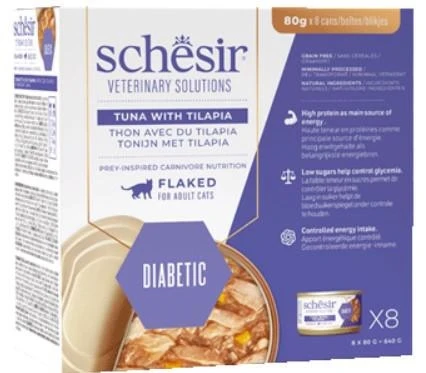 Agras Schesir Vet Line Diabetic filetti di pesce per gatto 8 x 80 g