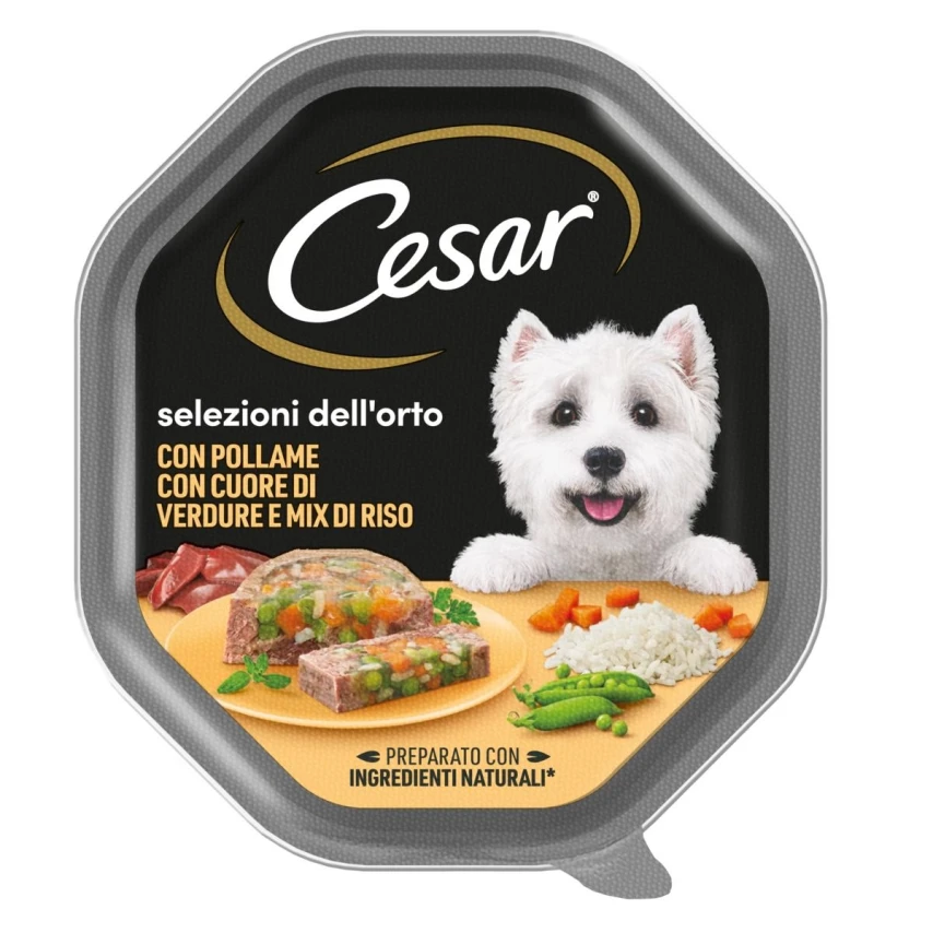 Cesar Cuore Pollame, Verdure e Riso – Umido per Cani 14 x 150 g