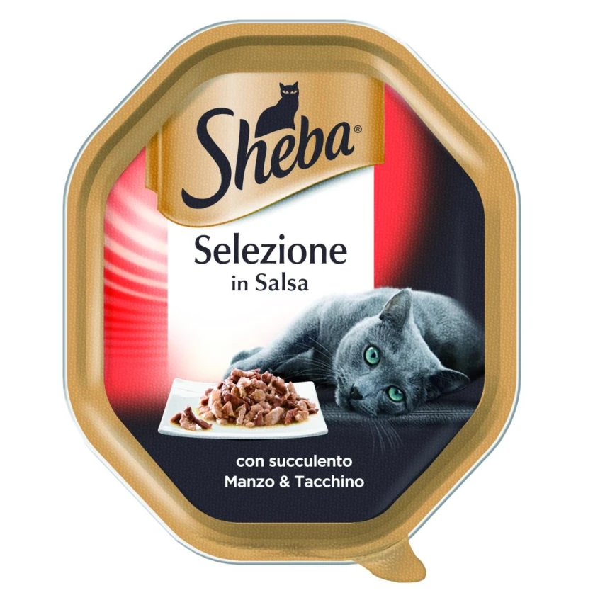 Sheba Vaschette Selezione in Salsa Manzo e Tacchino 22x85 g