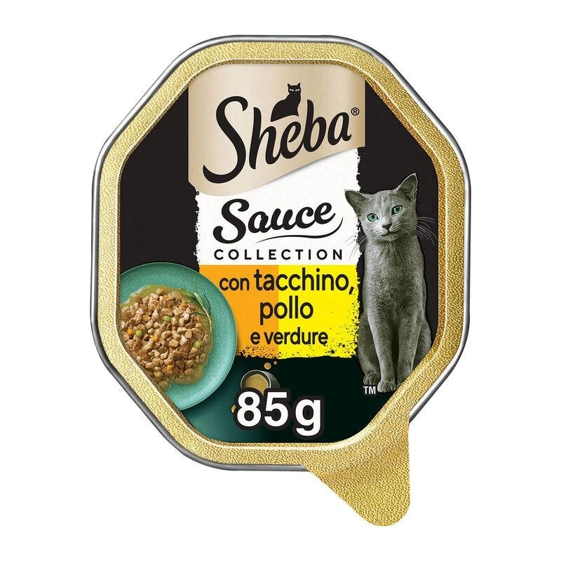 Sheba Creazioni Vaschette Tacchino e Pollo in Salsa 22 x 85 g