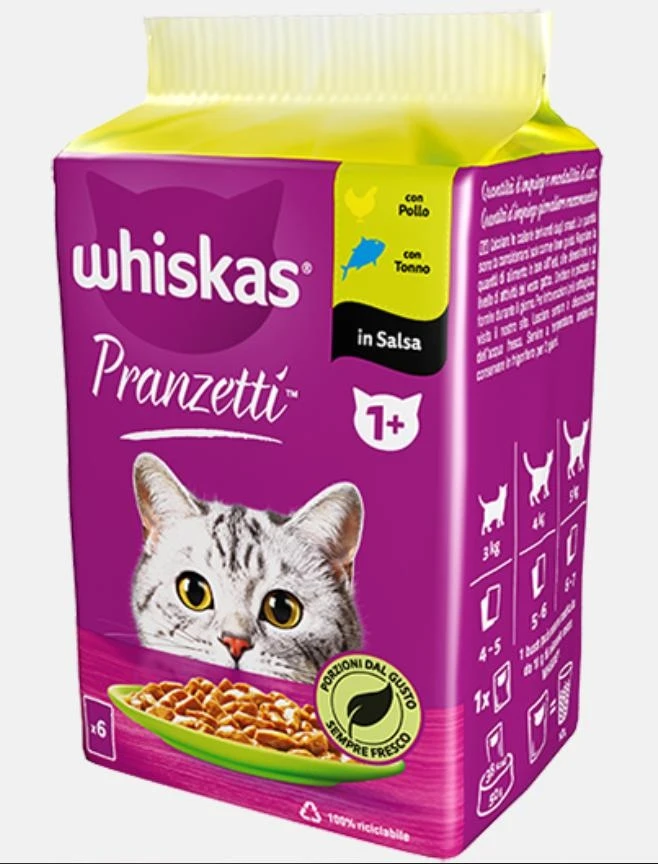 Whiskas Pranzetti Mari e Monti 1+ Pollo/Tonno 6x50 g