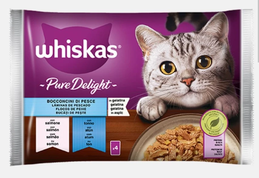 Whiskas Pure Delight Bocconi al Pesce Umido 4 x 85 g