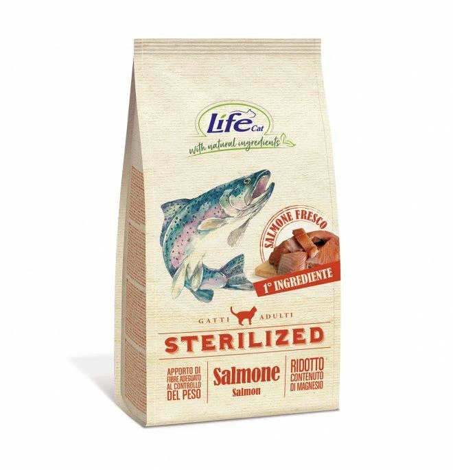 Lifepet Lifecat Sterilized Salmone - Crocchette per Gatti 7,5 kg