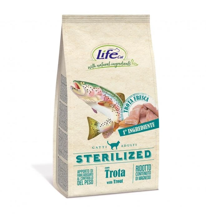 LIFEPET Lifecat Sterilized Trota 7,5 kg - Crocchette per gatti sterilizzati