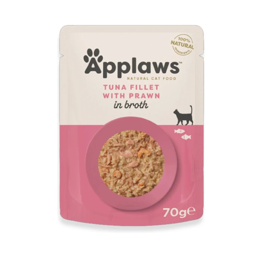 Applaws Buste Tonno e Gamberetti in Brodo per Gatti 12x70 g