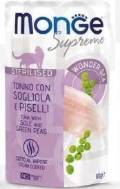 Monge Cat Supreme Buste Steril Tonno/Sogliola/Piselli 24 x 80 g