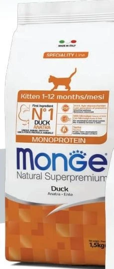 Monge Cat Kitten Anatra 1-12 mesi – Crocchette 1,5 kg