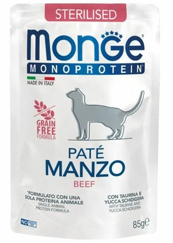Monge Cat Buste Mono Paté Sterilized Manzo 28 x 85 g
