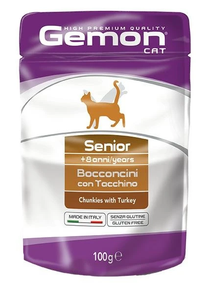 Gemon Bocconi Senior Tacchino per Gatti 24x100 g