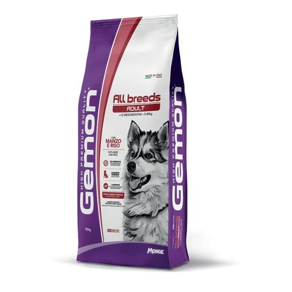 Gemon Adult Manzo/Riso 15 kg - Crocchette per cani