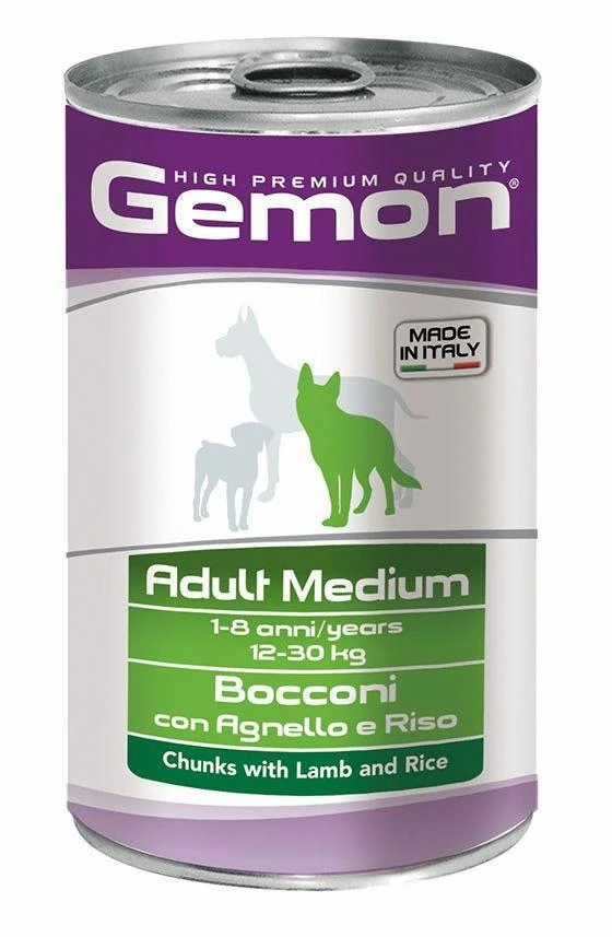 Gemon Dog Medium Bocconi Agnello e Riso 12 x 1250 g