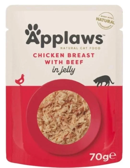 Applaws Buste Petto di Pollo/Manzo in Jelly per Gatti 16 x 70 g