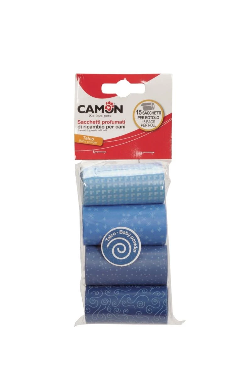 Camon Sacchetti Colorati Talco - 4 Rotoli per Cane