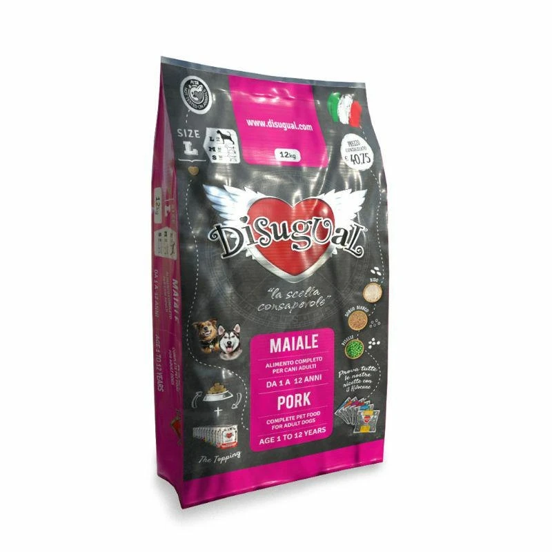DISUGUAL Large Maiale 12 kg - Mangime Secco per Cani