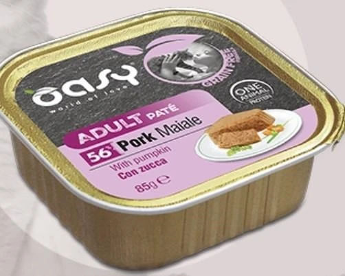 OASY Cat Grain Free Maiale con Zucca 19 x gr 85