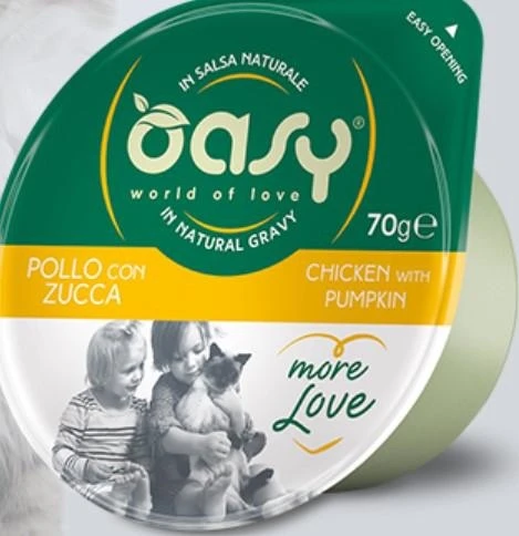 Oasy More Love Cup Pollo/Zucca 70g - Mangime Umido per Gatti