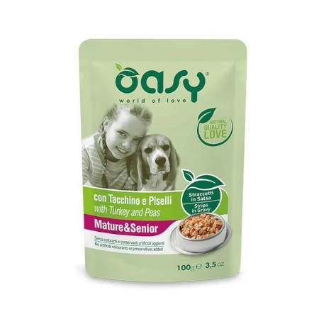 OASY Dog Straccetti Busta Senior Tacchino/Piselli 100g