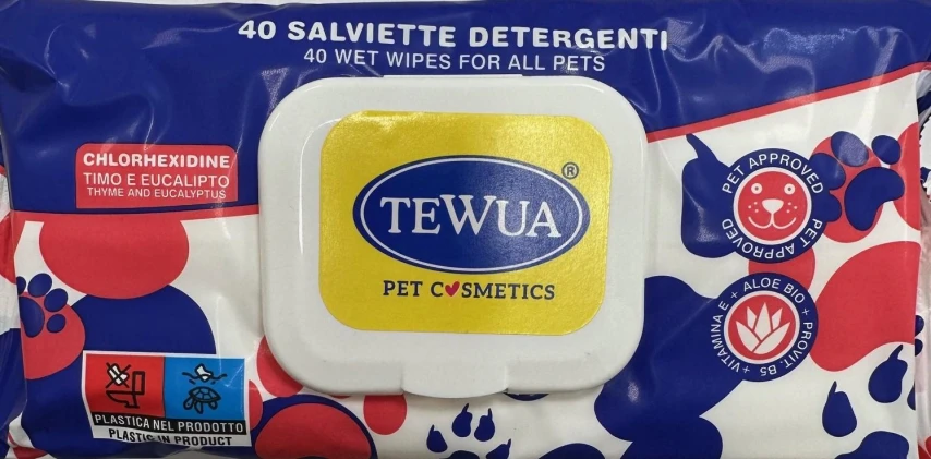 TEWUA Salviettine Clorexidina 40 Pz - Igiene per Cani