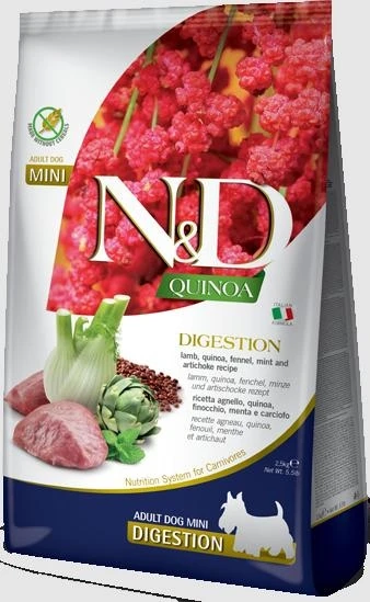 ND Dog Quinoa Mini Digestione Agnello/Finocchio/Menta 2,5kg - Farmina