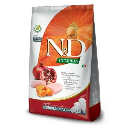 Nd Dog Pumpkin Puppy Medium/Maxi Pollo/Melograno 12kg - Farmina