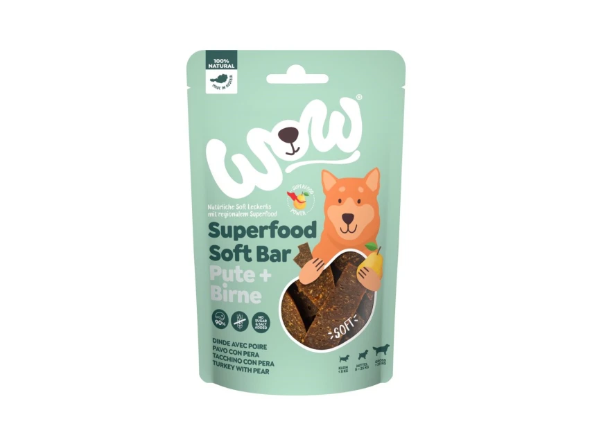 Wow Dog Soft Bar 150g Tacchino/Pera - Snack per Cani