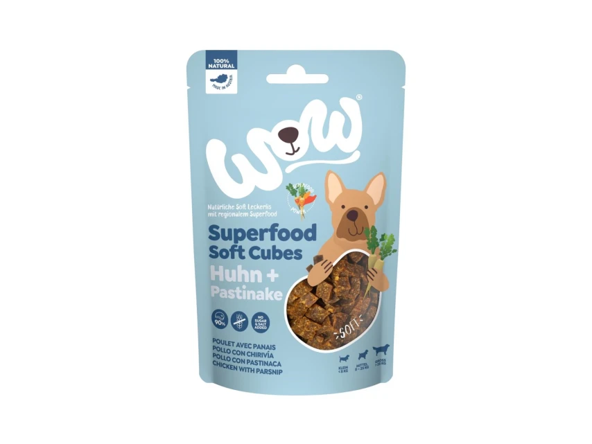WOW Dog Soft Cubes 150g Pollo/Pastinaca - Snack per Cane
