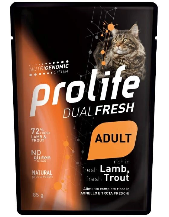 Prolife Cat UM DUAL BUSTE Agnello/Trota 12 x 85g