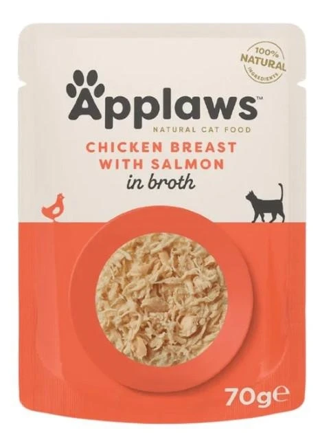 Applaws Buste Pollo e Salmone in Brodo 12 x 70 g