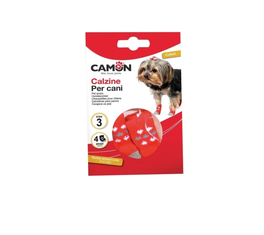 Camon Calzini per Cani Fantasia Cuori - confezione 4 calzini