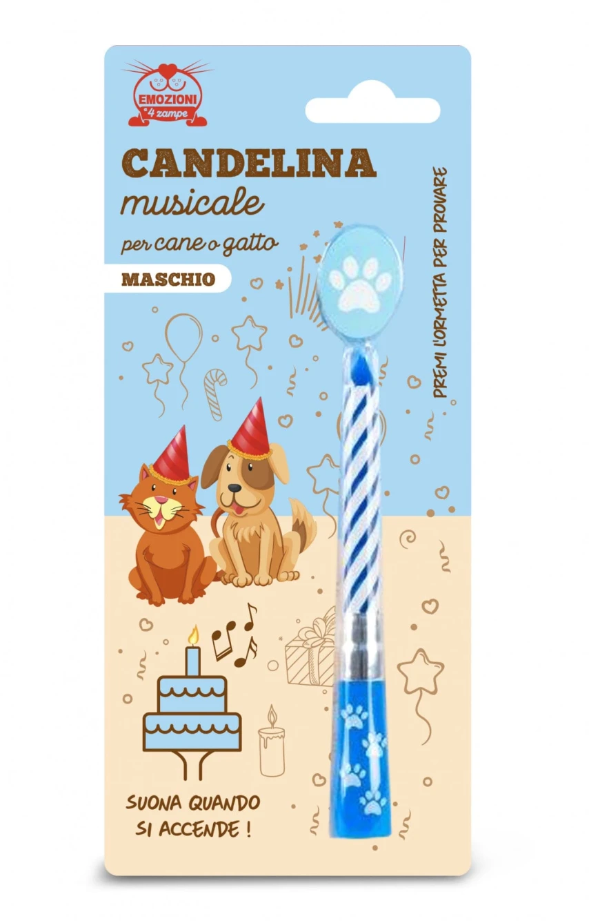 Candelina Musicale con zampina - Azzurro