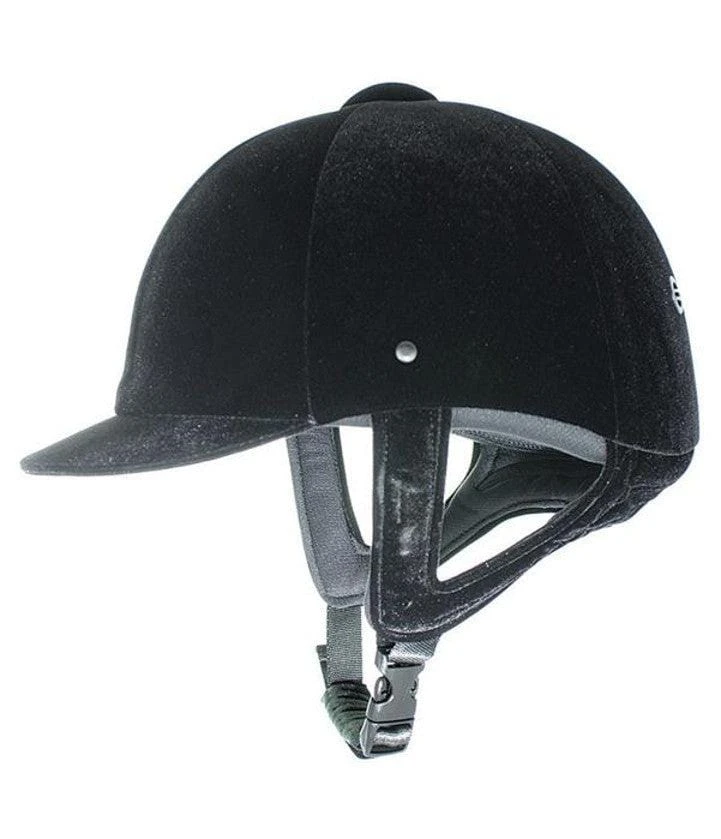 Casco equitazione omologato Derby in velluto nero